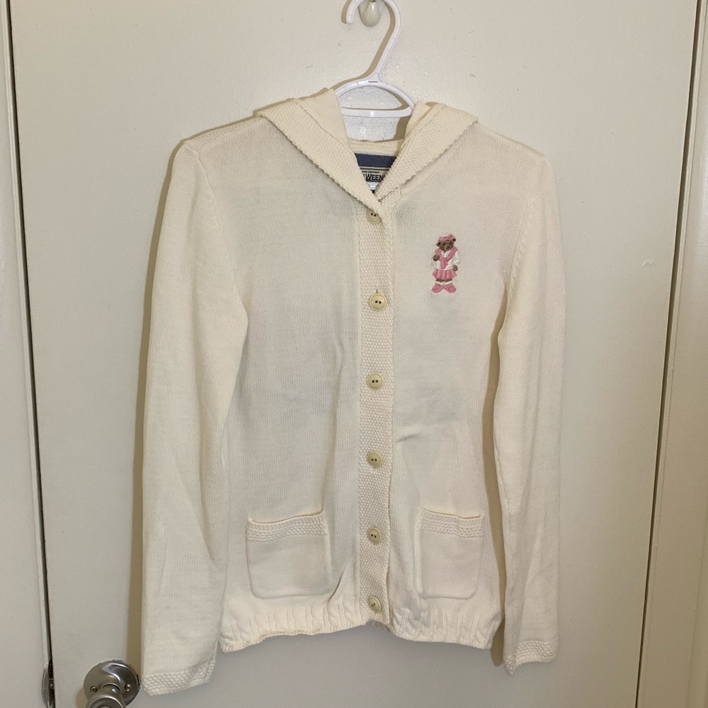 Teenie Weenie white bear logo shawl neck cardigan？